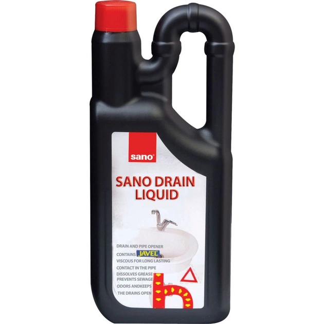 Средство для прочистки труб Sano Drain Liquid 1 л (7290012117916) - изображение 1