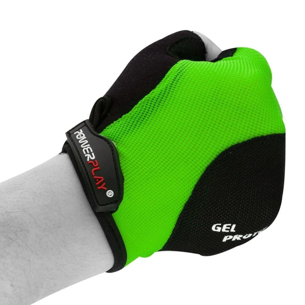 Велорукавиці PowerPlay 5028 Black/Green L (5028A_L_Green) - зображення 5