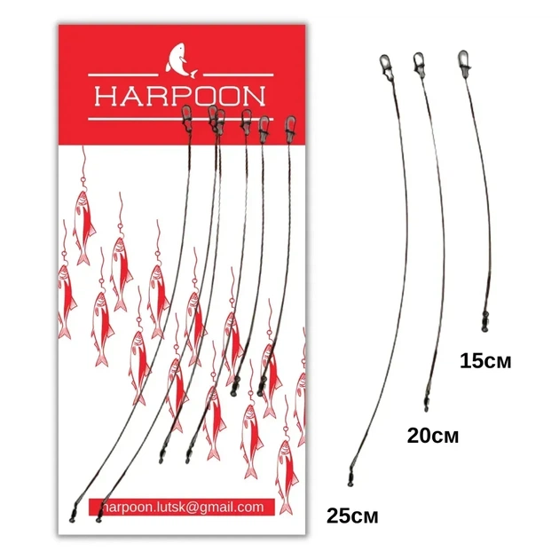 Поводок Harpoon Набір плетениx (15,20,25см по 2шт) чорний 6шт (2700000032367) - изображение 1