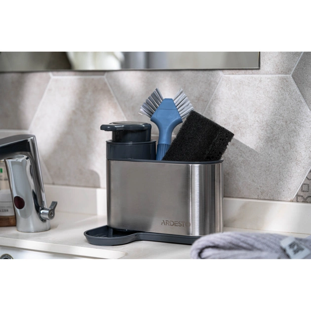 Дозатор для рідкого мила Ardesto Minimalism Органайзер для миючих засобів Сірий (ARHB3102GS) - picture 6