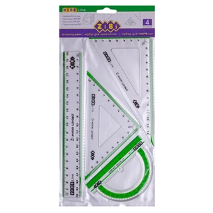 Лінійка ZiBi Комплект: лінійка 20см, 2 косинця, транспортир, з салатовою смужкою (ZB.5680-15) зображення 1