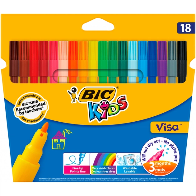 Фломастери Bic Kids Visa 880, 18 кольорів (bc888681) - picture 1