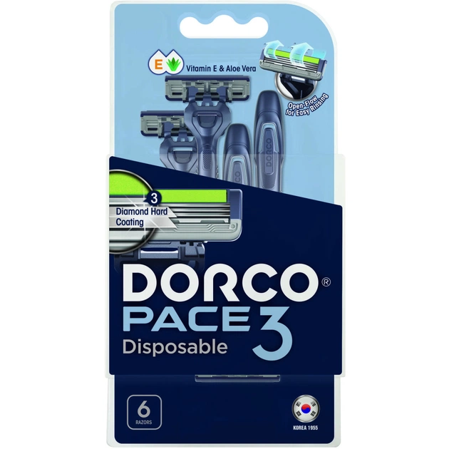 Бритва Dorco Pace 3 для чоловіків 3 леза 6 шт. (8801038593142) - изображение 1