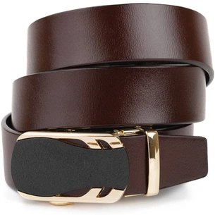 Ремінь Vintage З золотистою пряжкою автомат Коричневий (20323) зображення 1