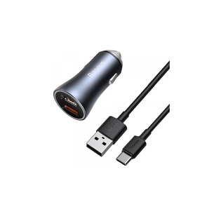 Зарядний пристрій Baseus 2xUSB QC3.0 + cable USB to USB-C 40W Golden Contactor Pro dark gray (TZCCJD-A0G) зображення 1