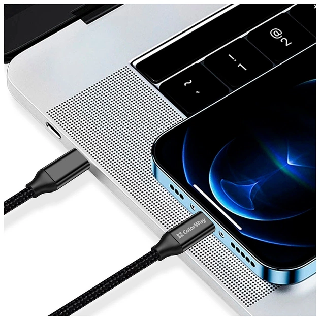 Дата кабель USB-C to USB-C 1.0m USB3.2 (20Gbps 4K PD100W) Gen2 5А black ColorWay (CW-CBPDCC062-BK) - picture 12
