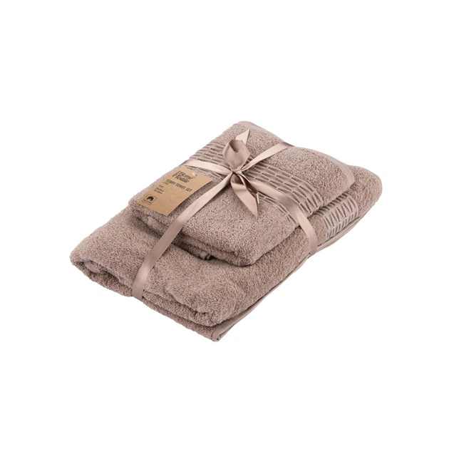 Рушник Ardesto набір махрових Lotus 2 шт 50х90 см індіго, 70х140см, 100% бавовна, беж (ART2357NS) - picture 1