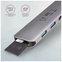 Концентратор AXAGON USB-C to 2xUSBA + HDMI + SD/microSD + USB-C PD 100W 0.2m grey (HMC-5) - зменшене зображення 3