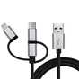 Дата кабель USB 2.0 AM to Lightning + Micro 5P + USB-C 1.0m black REAL-EL (EL123500035) - уменьшенное изображение 2