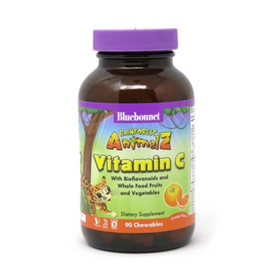 Витамин Bluebonnet Nutrition Витамин С для Детей, Вкус Апельсина, Rainforest Animalz, 90 (BLB-00192) изображение 1