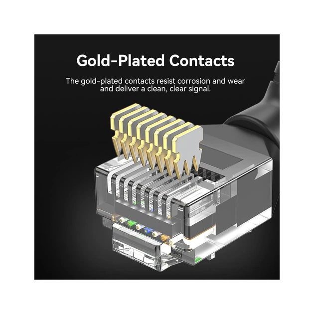 Патч-корд 1.5м, UTP cat 6a RJ-45 90° corner black Vention (IBOBG) - зображення 5