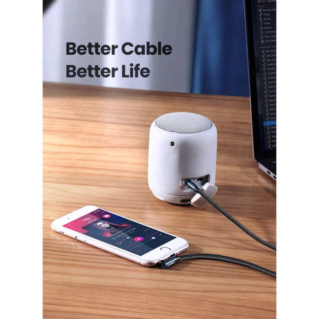 Кабель мультимедійний 3.5mm M to 3.5mm M 1.0m 90° corner AV112 blue Ugreen (60179) - picture 7