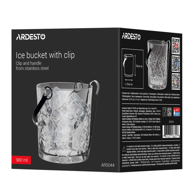 Відро для льоду Ardesto Alba 980мл, скло, прозорий (AR5044) - picture 7