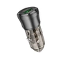 Зарядное устройство BOROFONE 1xUSB-C PD + 1xUSB 38W car adapter transparent black (6941991106965) - уменьшенное изображение 1