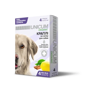 Краплі для тварин Unicum Organic для відлякування бліх та кліщів для собак 3 шт (4820150202101) зображення 1