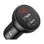 Зарядний пристрій Baseus Digital Display Dual USB 4.8A Car Charger 24W+Three Primary Colors 3-in-1 Cable 1.2m (TZCCBX-0G) - зменшене зображення 4