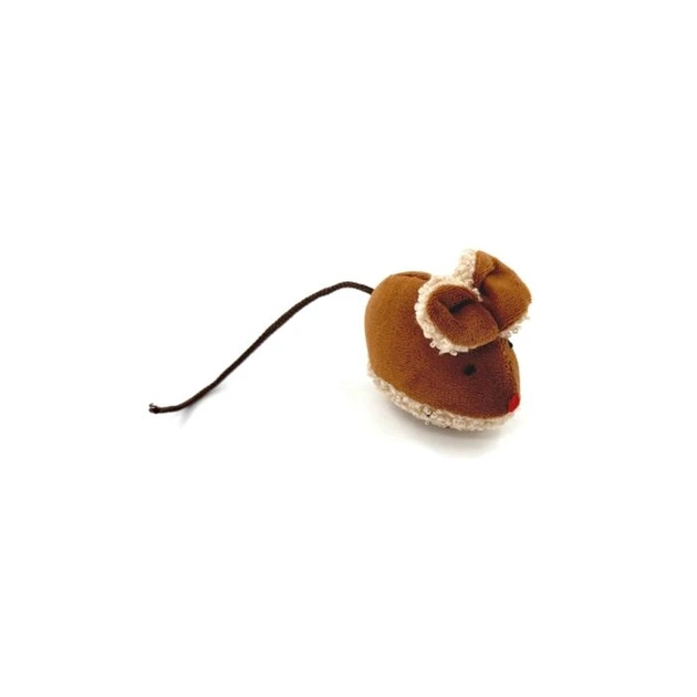 Іграшка для котів Hippie Pet Мишка вушка-бантик коричнева 6.5 см (HIPCT2304064RU) - зображення 1