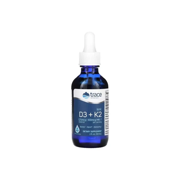 Витамин Trace Minerals Витамины D3 и K2 ионизированные в каплях, Ionic D3+K2, 59 мл (TMR-00671) - изображение 1