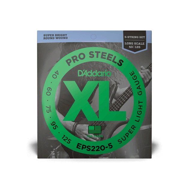 Струны для гитары D'Addario XL ProSteels Bass Super Light 5-String (40-125) (EPS220-5) - изображение 1
