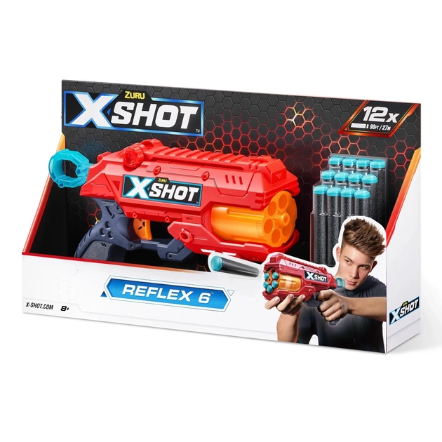 Іграшкова зброя Zuru X-Shot Red Швидкострільний бластер EXCEL REFLEX 6 (16 патронів) (36433R) - изображение 1