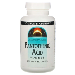Вітамін Source Naturals Пантотенова кислота, Pantothenic Acid, Вітамін В-5, 250 мг, 250 та (SN0512) зображення 1