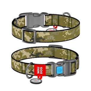 Нашийник для тварин WAUDOG Nylon з QR-паспортом "Мілітарі" пластиковий фастекс S (280-4026) зображення 1