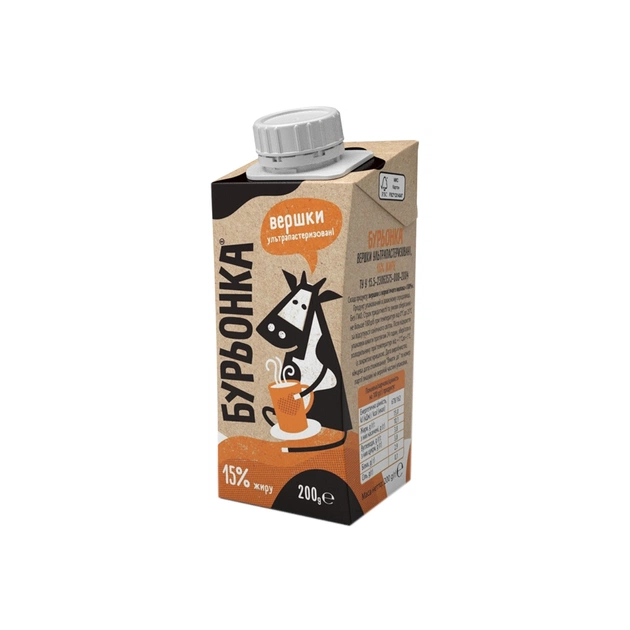 Вершки Бурьонка ультрапастеризовані 15% 200 г (br.82674) - picture 1