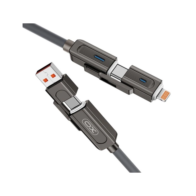 Дата кабель USB 2.0 AM to USB-C + USB 2.0 AM to Lightning 1.0m 60W gray XO (NB275_4-in-1_Gray) - picture 10