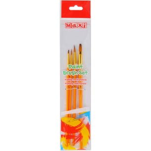 Пензлик для малювання Maxi набір 4 шт синтетичний ворс, круглі (№ 1, 4), пласкі (№ 1, 8), коротка ручка (MX60886) зображення 1