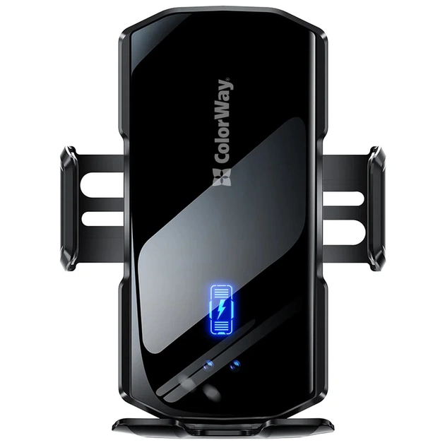 Універсальний автотримач ColorWay FlameGrip, автозажим, Wireless Charger 15W Black (CW-CHAW070Q-BK) - picture 3