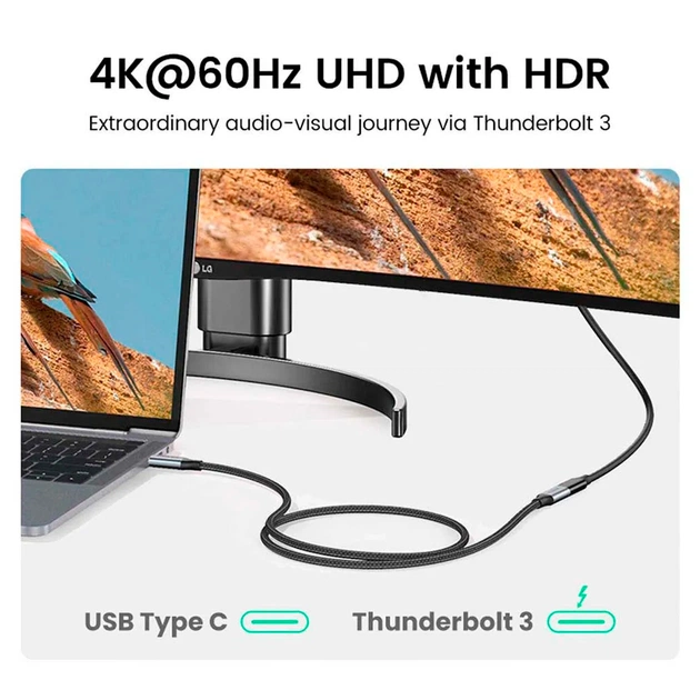Дата кабель Ugreen USB-C M/F 1.0m 5A 10Gbps USB 3.1 black (30205) - зображення 6