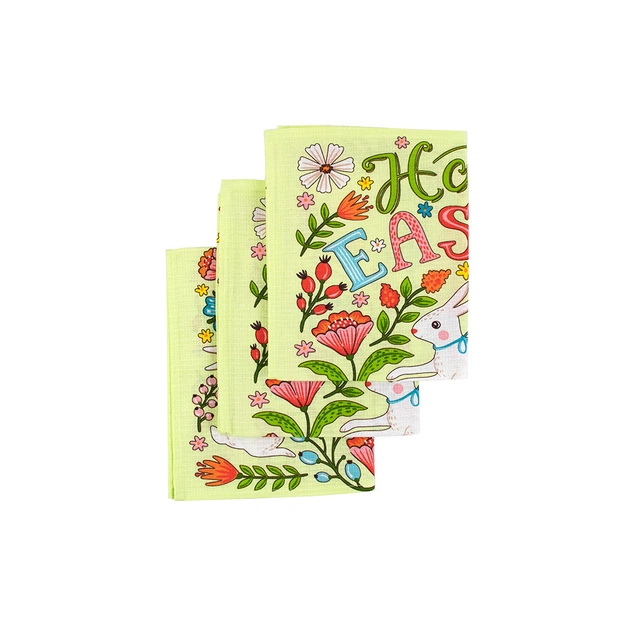 Рушник Руно Набір вафельних Великодні Зайчики з писанкою салатовий 45х60 см 3 шт (710Т_Великодні Зайчики з писанкою салатовий) - picture 3