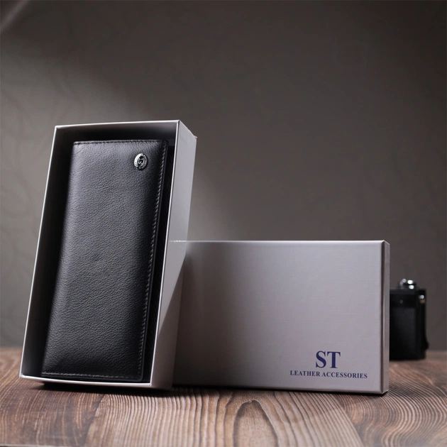 Гаманець ST Leather З кишенею для монет з натуральної шкіри Чорний (22691) - зображення 12