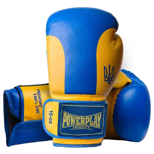 Боксерські рукавички PowerPlay 3021 Ukraine 16oz Blue/Yellow (PP_3021_16oz_Blue-Yellow) - изображение 1