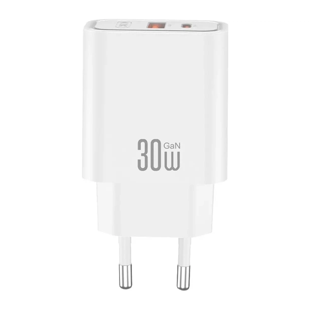 Зарядний пристрій XO 1xUSB 22.5W + 1xUSB-C PD30W white (CE42.white) - зображення 1