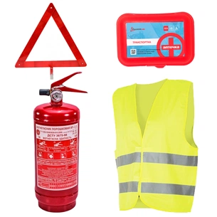 Набор техпомощи Poputchik з вогнегасником ВП-1 "Економічний" (ВП-1+Знак+Аптечка+Жилет) (33-016-IS) изображение 1