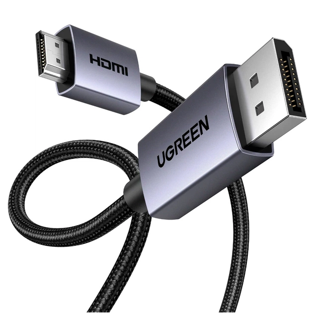 Кабель мультимедийный DisplayPort M to HDMI M 3.0m V2.0 4K30Hz DP125 black Ugreen (35843) - изображение 1