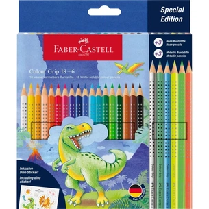 Олівці кольорові Faber-Castell Colour Grip, акварельні, 18 кольорів + 3 металіка та 3 неонових (32478) зображення 1