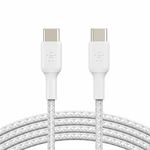 Дата кабель USB-C to USB-C 1.0m braided white Belkin (CAB004BT1MWH) - изображение 1