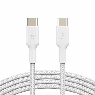 Дата кабель USB-С - USB-С, BRAIDED, 1m, white Belkin (CAB004BT1MWH) зображення 1