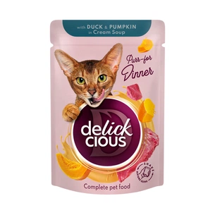 Вологий корм для кішок Delickcious Смужки з качкою та гарбузом в крем-супі 85 г (4820269141797) зображення 1