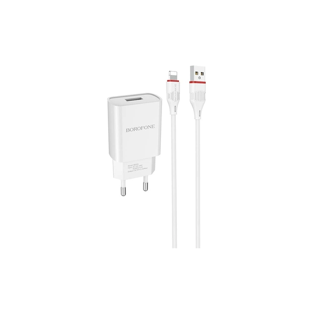 Зарядний пристрій BOROFONE BA20A Sharp charger set(Lightning) White (BA20ALW) - зображення 1