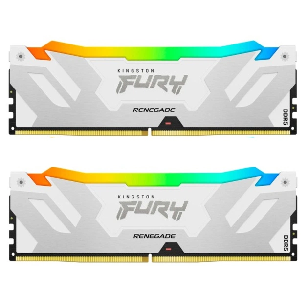 Модуль пам'яті для комп'ютера DDR5 48GB (2x24GB) 8400 MHz Renegade RGB White/Silver Kingston Fury (ex.HyperX) (KF584CU40RWAK2-48) - зображення 1