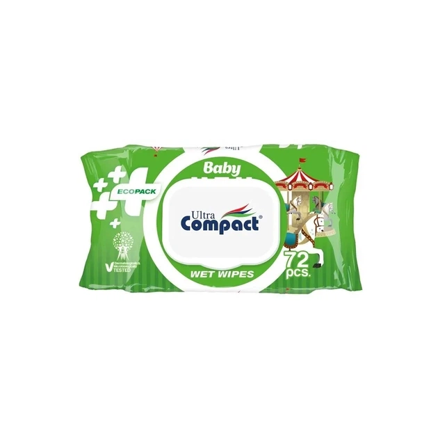 Дитячі вологі серветки Ultra Compact Ecopack з клапаном 3 пачки по 72 шт. (2000064264545) - зображення 1