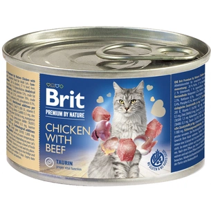 Паштет для котів Brit Premium by Nature Cat з куркою та яловичиною 200 г (8595602545018) зображення 1