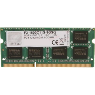 Модуль пам'яті для ноутбука SoDIMM DDR3 8GB 1600 MHz G.Skill (F3-1600C11S-8GSQ) зображення 1