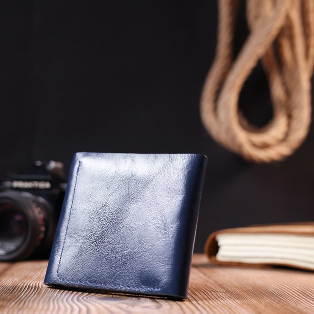 Портмоне Shvigel Из натуральной кожи Синее (16622) - изображение 9