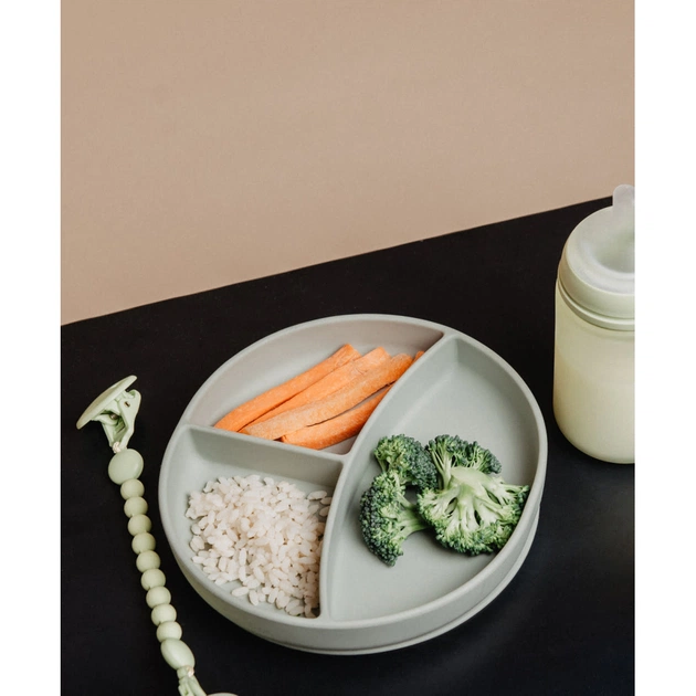 Тарілка дитяча Suavinex Colour Essence силіконова для вводу прикорму на 3 секції, +6 міс. зелена (402915) - picture 4