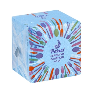 Серветки столові Parus 1 шар Сині 100 шт. (4820044170264) зображення 1