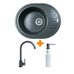 Мийка кухонна Adamant Ovum графіт + змішувач + дозатор (1824296900413) зображення 1